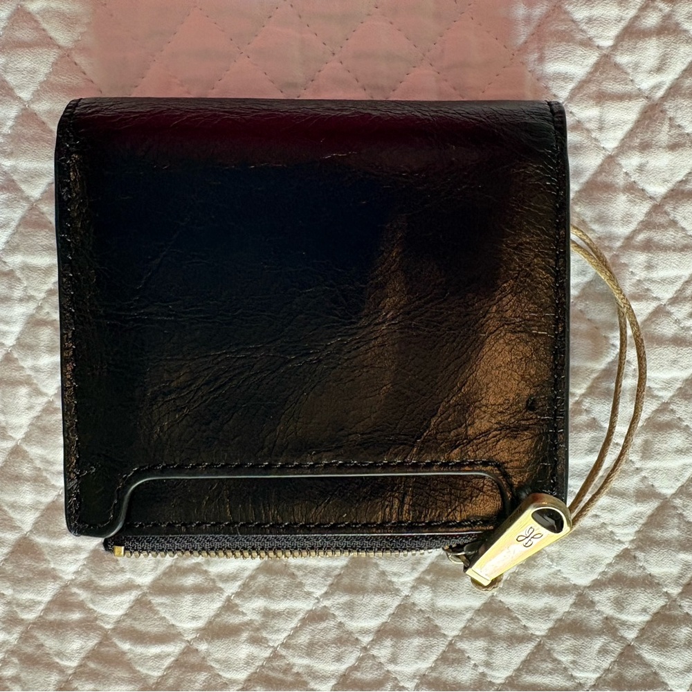 HOBO Black Leather Compact Zip Wallet with Card Slots - Picture 4 of 4